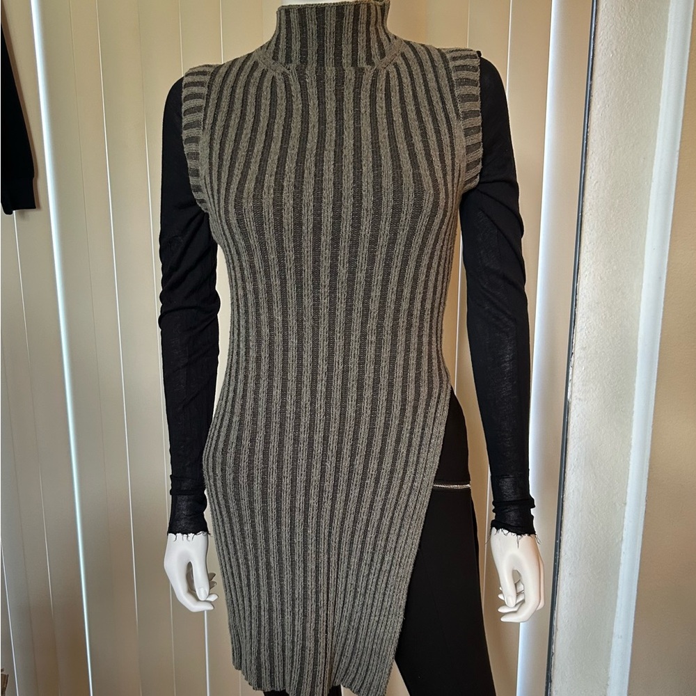 Express Gray and Black Striped Turtleneck Sweater